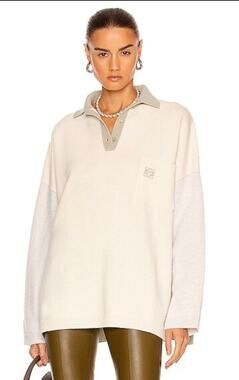 LOEWE Oversize Polo Collar Sweater In Ivory